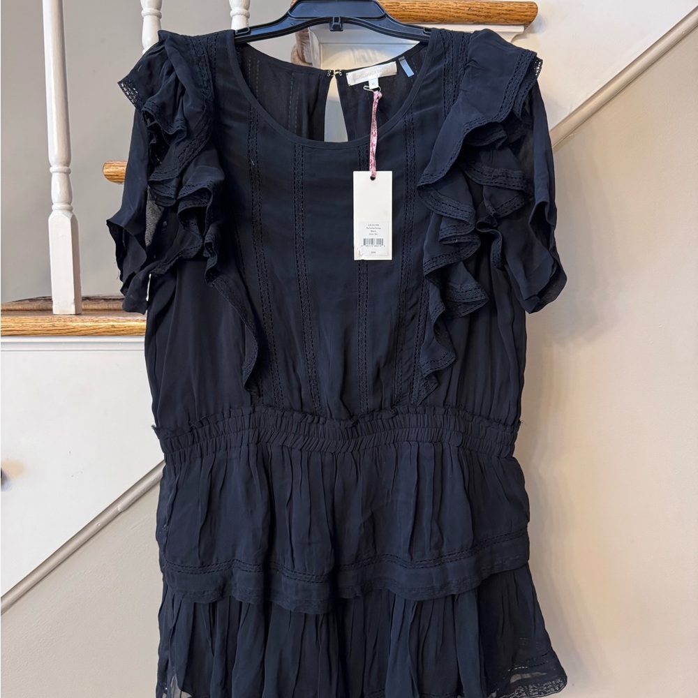 Elegant Black Ruffled Women's Dress NWT